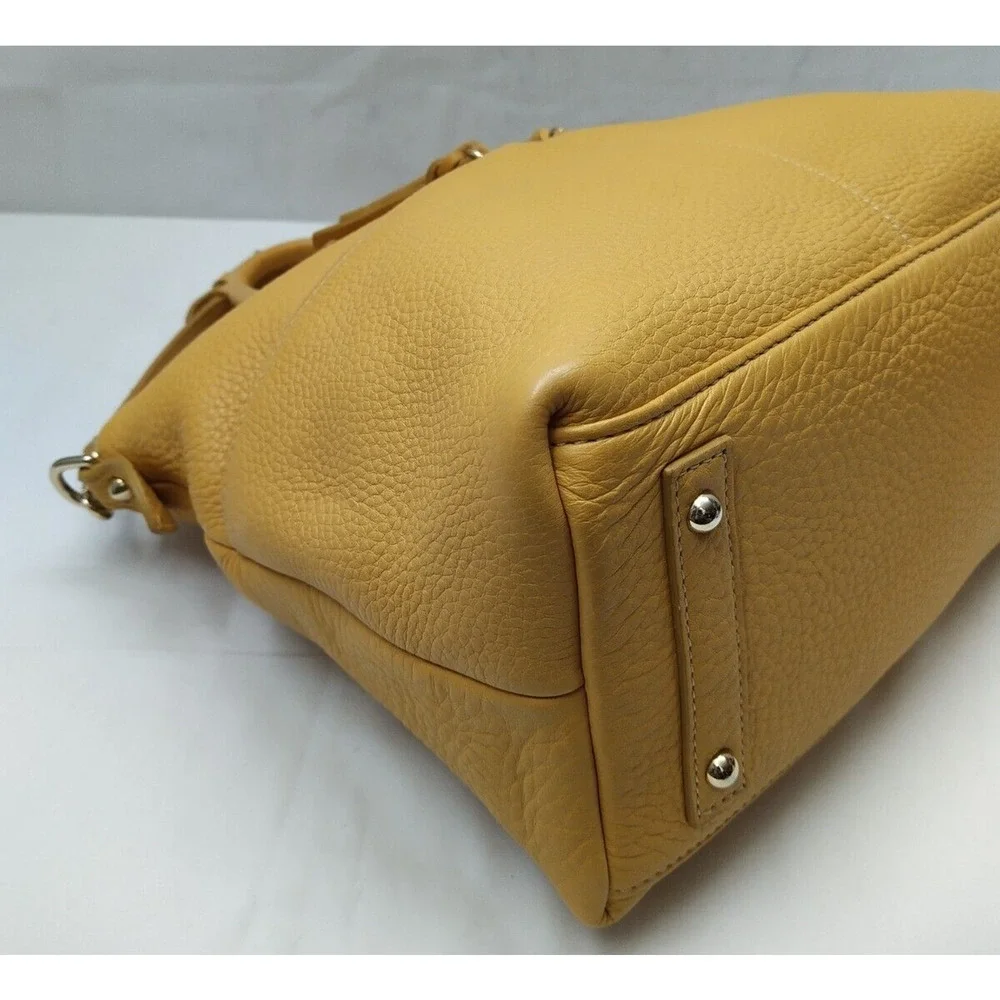 Dooney & Bourke Dillen Yellow Pebbled Leather Double Pocket Satchel Shoulder Bag